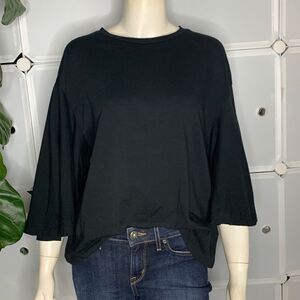 Who What Wear Black Exaggerated Ruffle Sleeve Top Size Medium